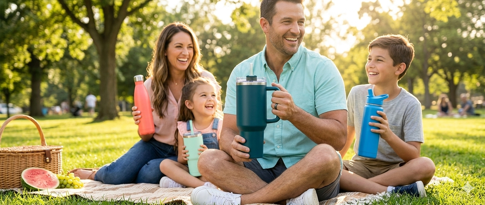 Vasos térmicos con popote, tumblers con asa y botellas térmicas para agua y café en México