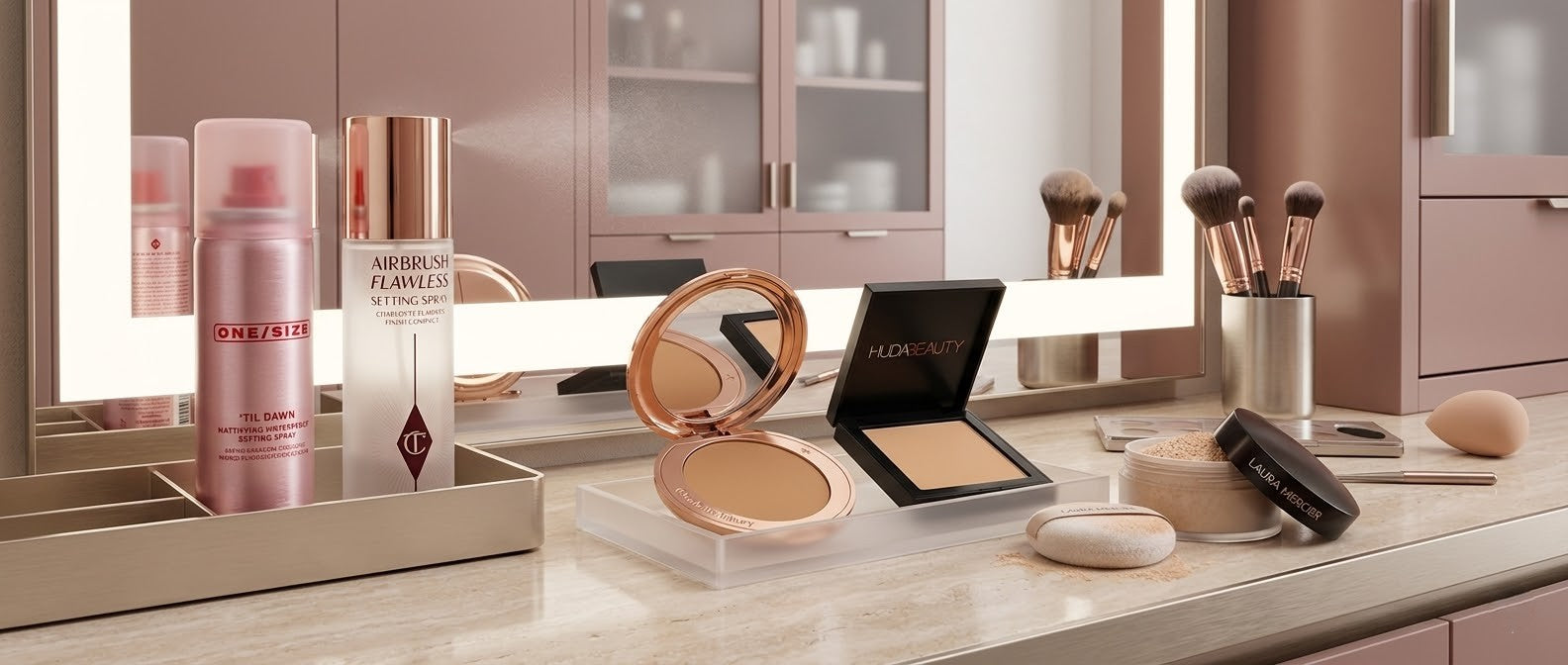 Spray fijador de maquillaje y polvos fijadores para larga duración