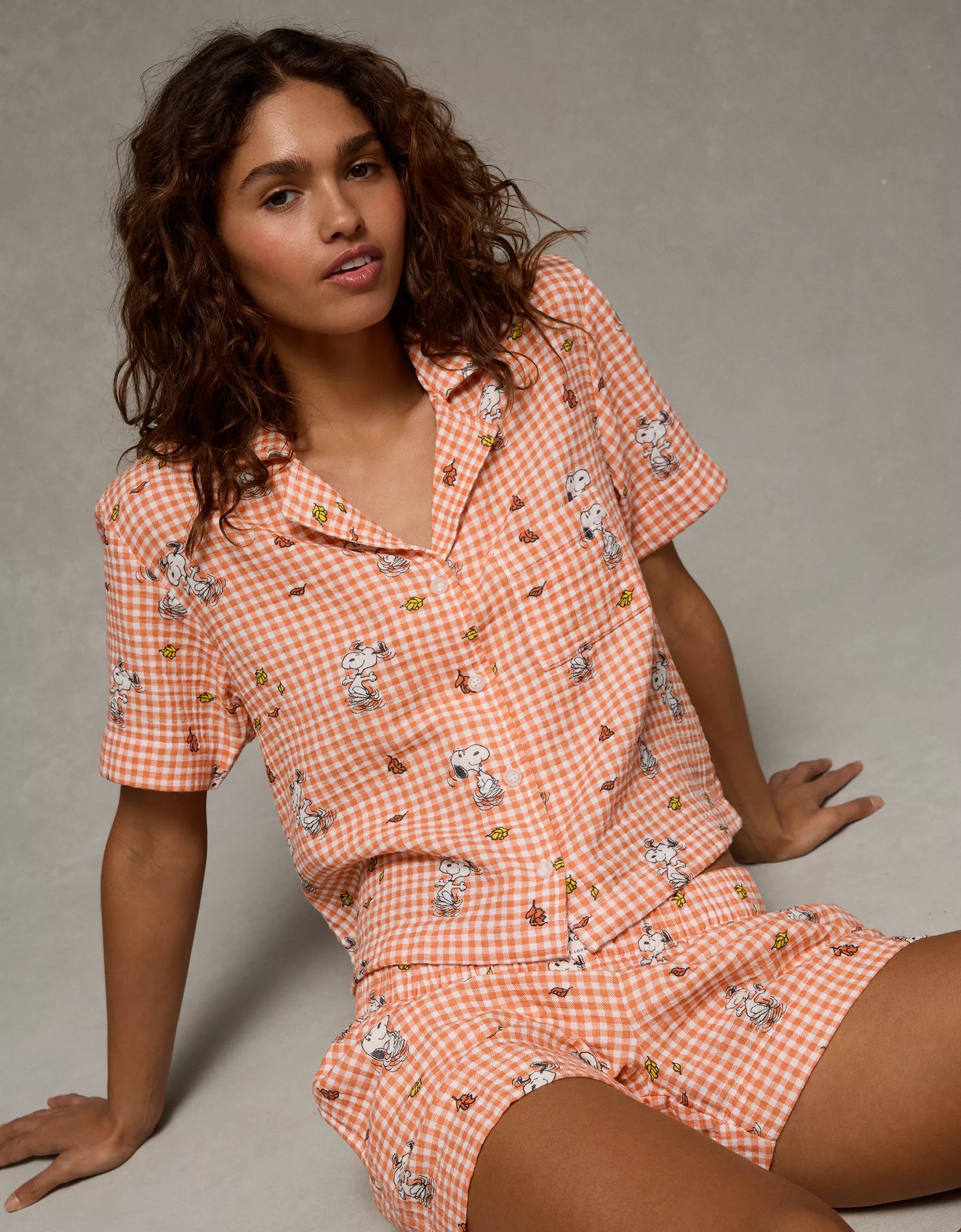 AE Snoopy Cotton Gauze Short-Sleeve PJ Set