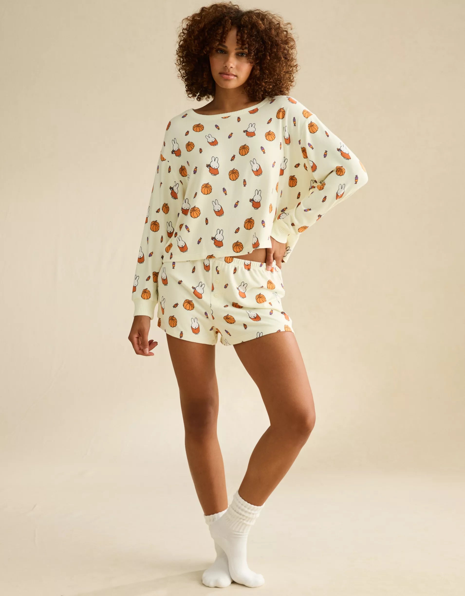 AE Luxe Plush Miffy Long Sleeve + Short PJ Set