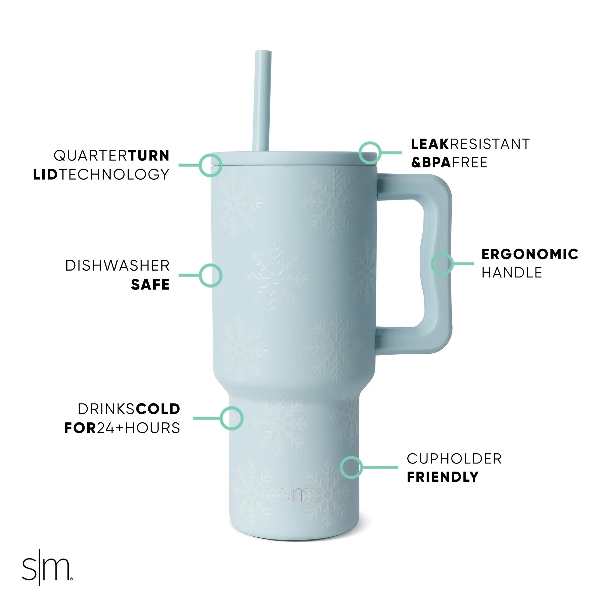 Simple Modern 30 fl oz Insulated Stainless Steel Trek Tumbler with Straw Lid - Snowflake