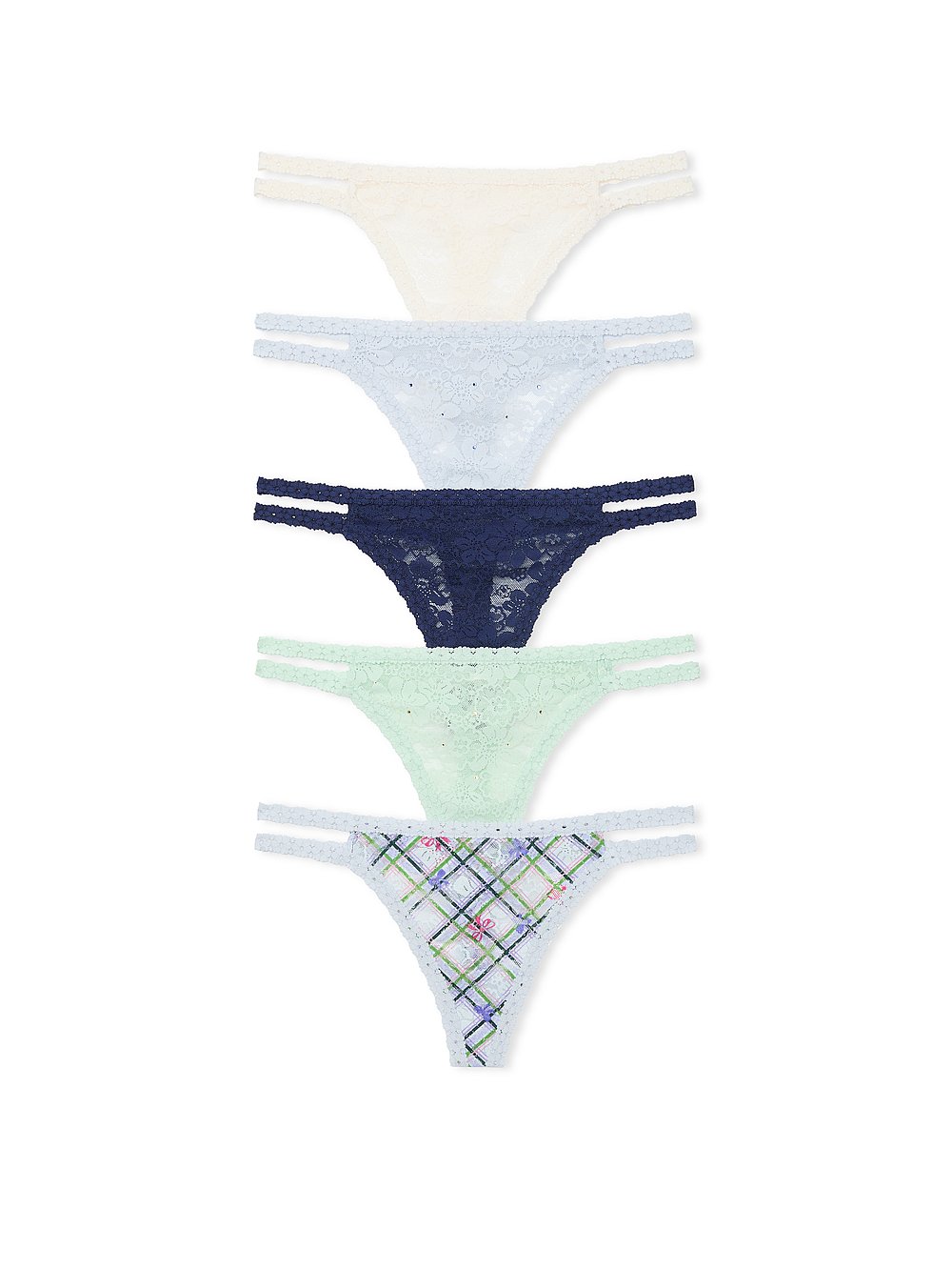 5-Pack Wink Lace Strappy Thong Panties
