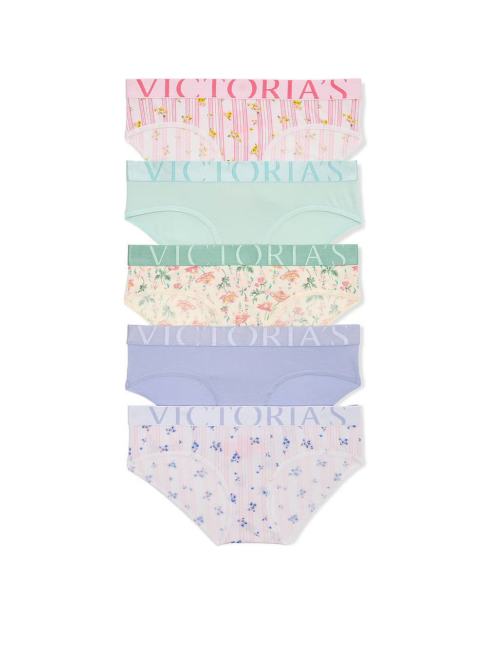 5-Pack Exploded Logo Cotton Floral Hiphugger Panties