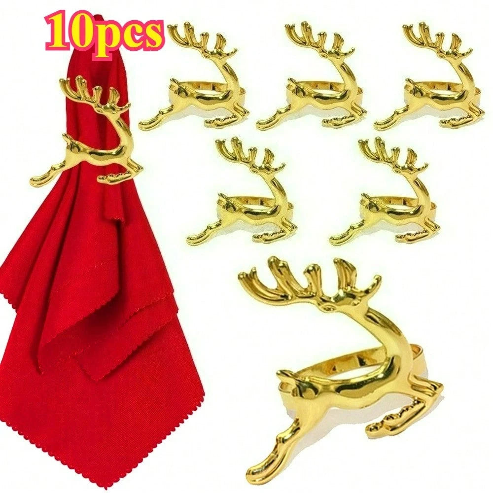 Anillos de Servilleta con Renos Navideños