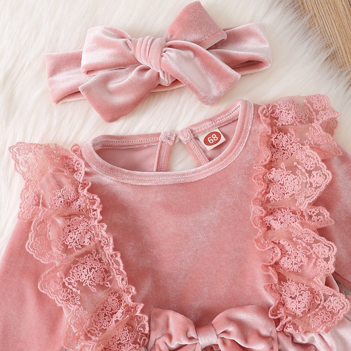 Vintage Princess Toddler Baby Girl Long Sleeve Velvet Ruffle Tutu Lace Dress