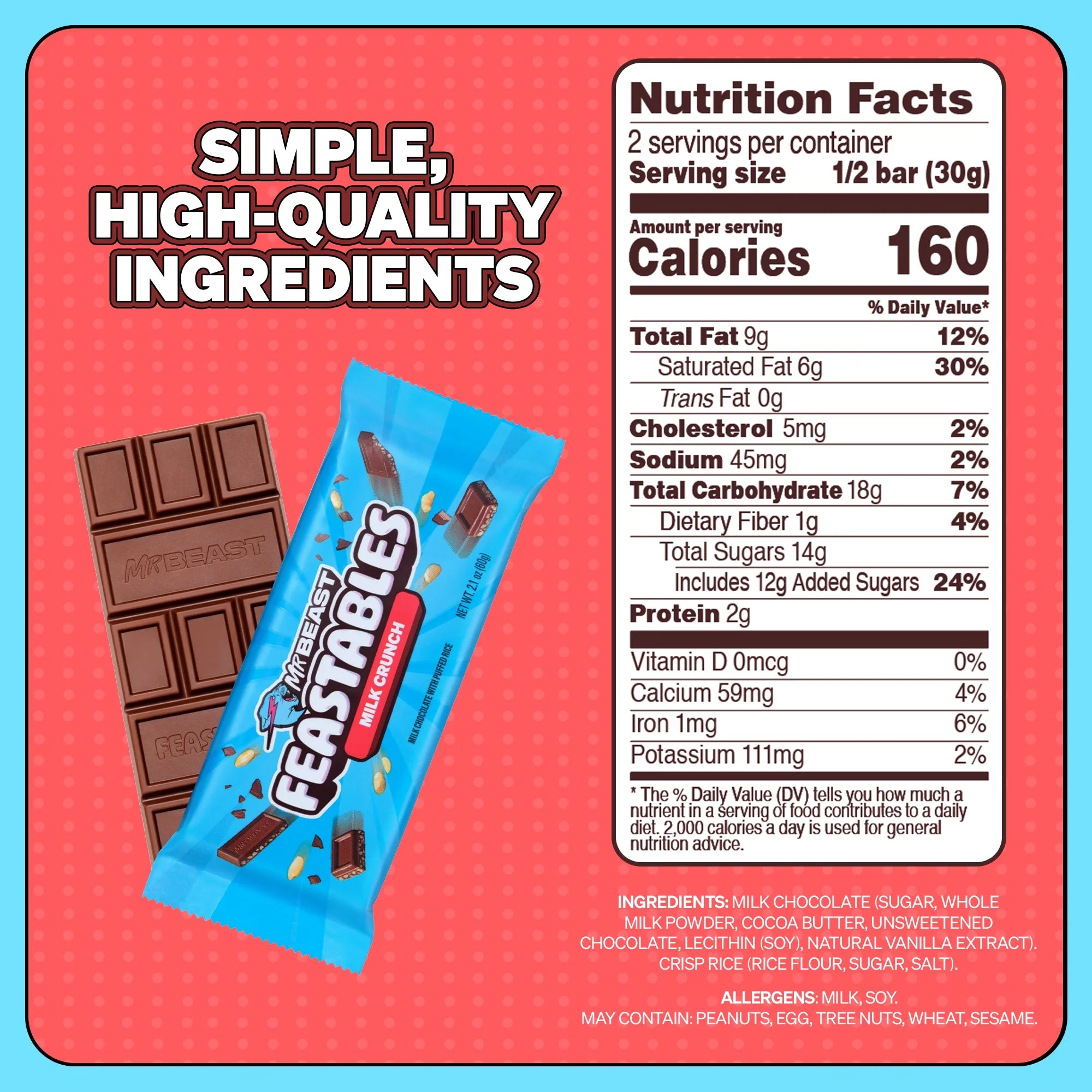 MrBeast Feastable Milk Chocolate Bar 35 gr (5 pz)