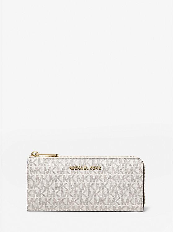 Michael Kors - Jet Set Travel Large Logo Quarter-Zip Wallet | Cartera para Dama