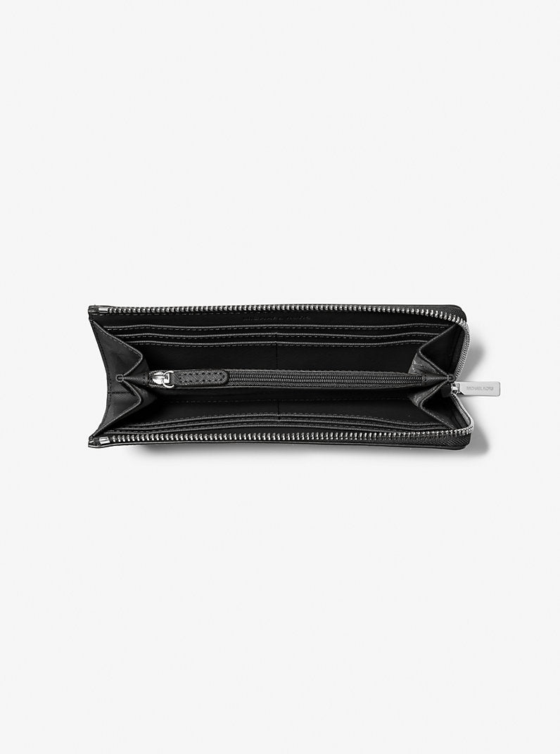 Jet Set Travel Large Saffiano Leather Quarter-Zip Wallet