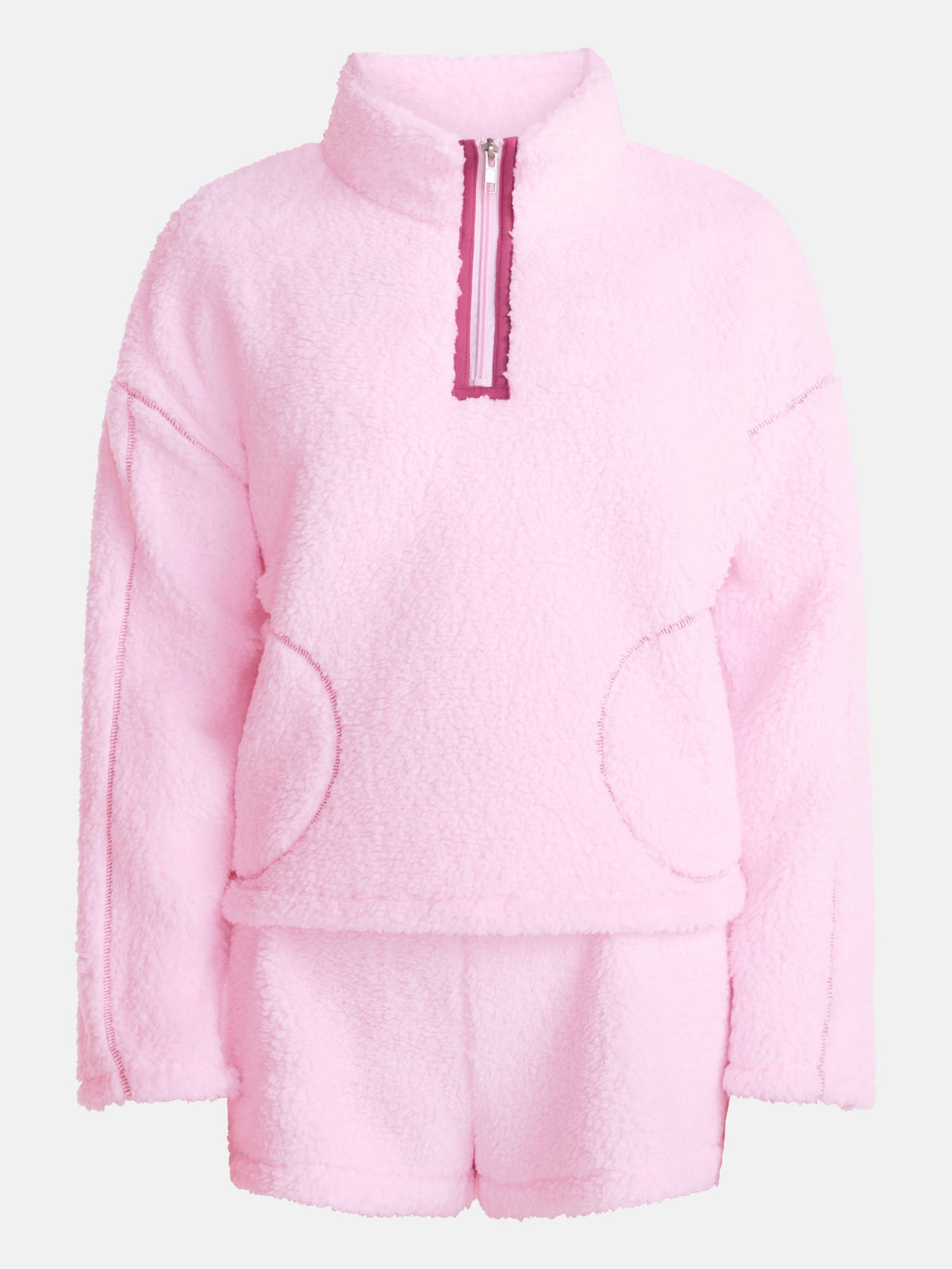 No Boundaries Faux Shearling Plush Pullover para mujer, NOB Dreamy Pink, fotografía complementaria de la sudadera #color_NOB Dreamy Pink