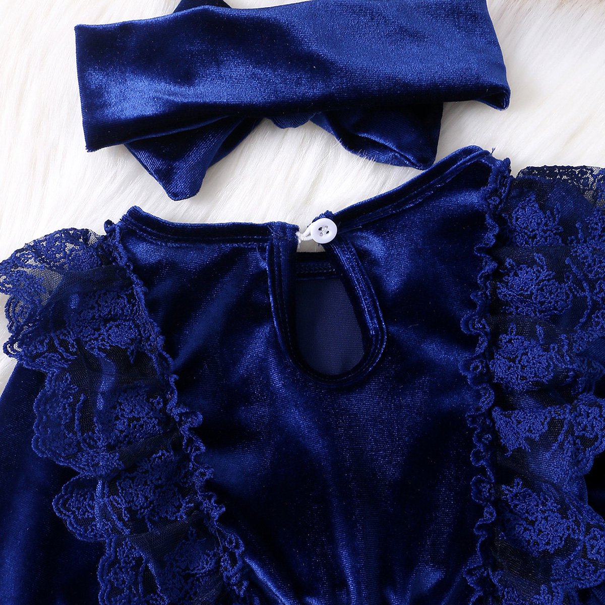 Vintage Princess Toddler Baby Girl Long Sleeve Velvet Ruffle Tutu Lace Dress