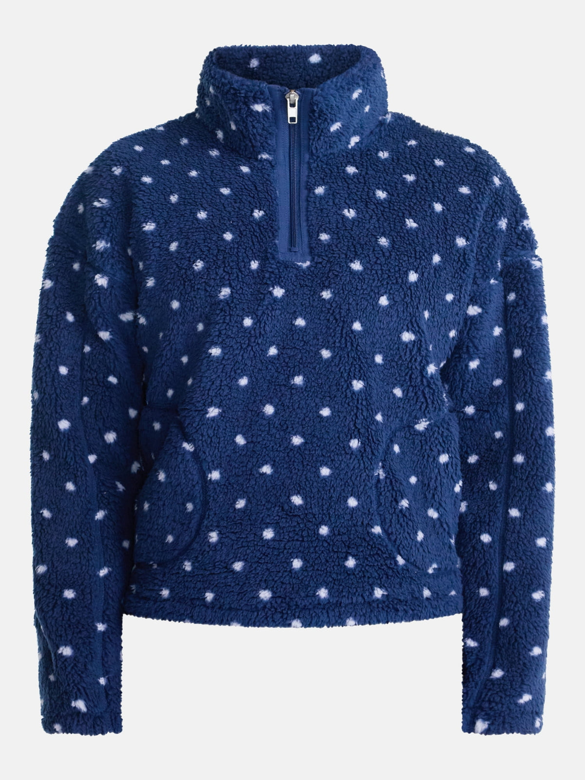 No Boundaries Faux Shearling Plush Pullover para mujer, NOB Cadet Blue Dot, fotografía complementaria de la sudadera #color_NOB Cadet Blue Dot