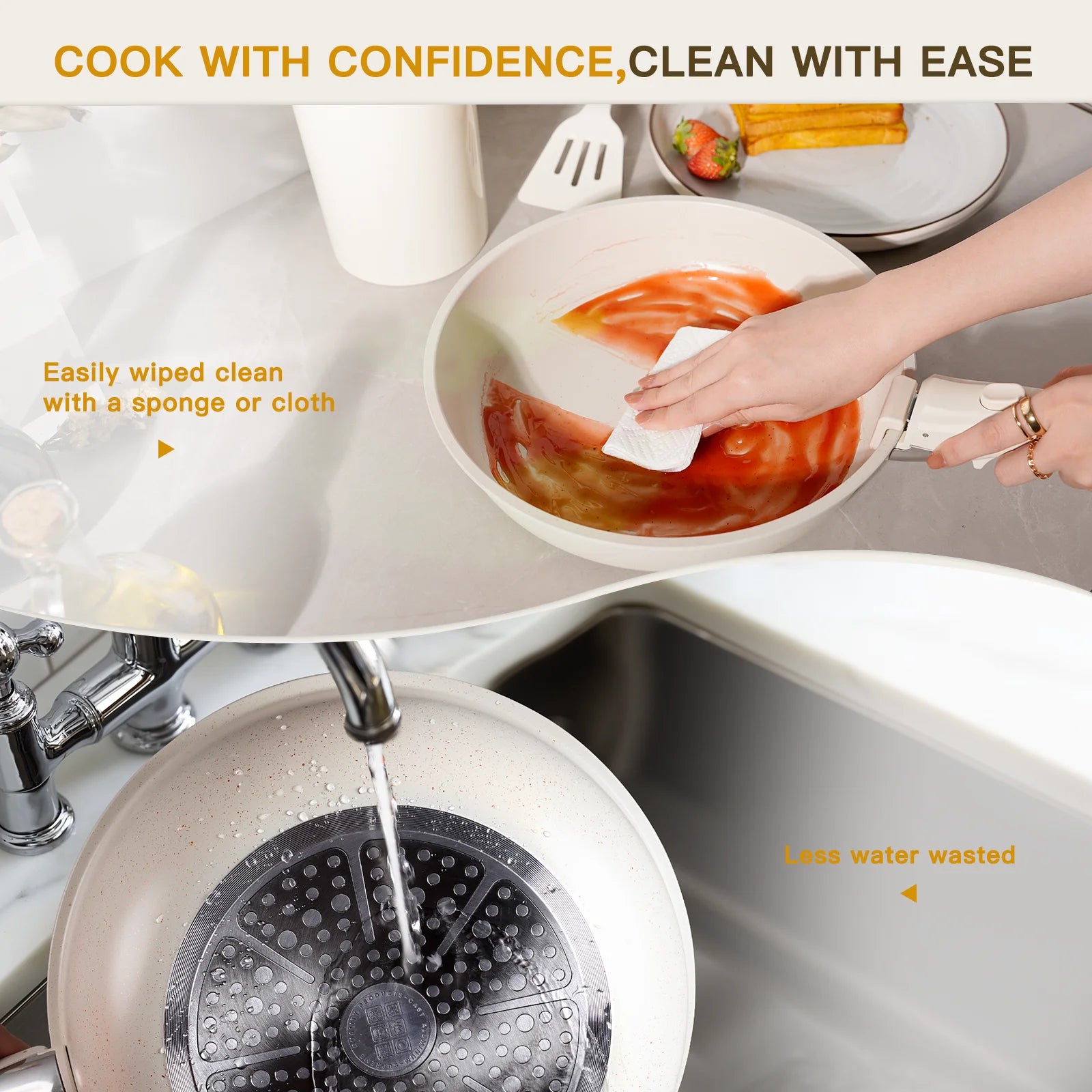 20 Piece Ceramic Pots and Pans Set Non Stick, Cookware