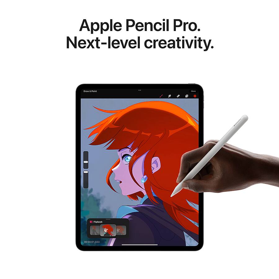 Apple - 13-inch iPad Pro M4 chip Built for Apple Intelligence Wi-Fi + Cellular 512GB with OLED - Silver (Unlocked) + Pencil Pro