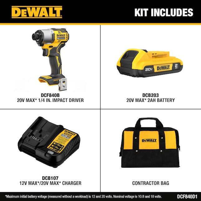 DEWALT 20-volt max Brushless Charger Included and Soft Bag included