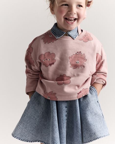 Toddler Girl Avenue Twirl Dress in Denim - Blue