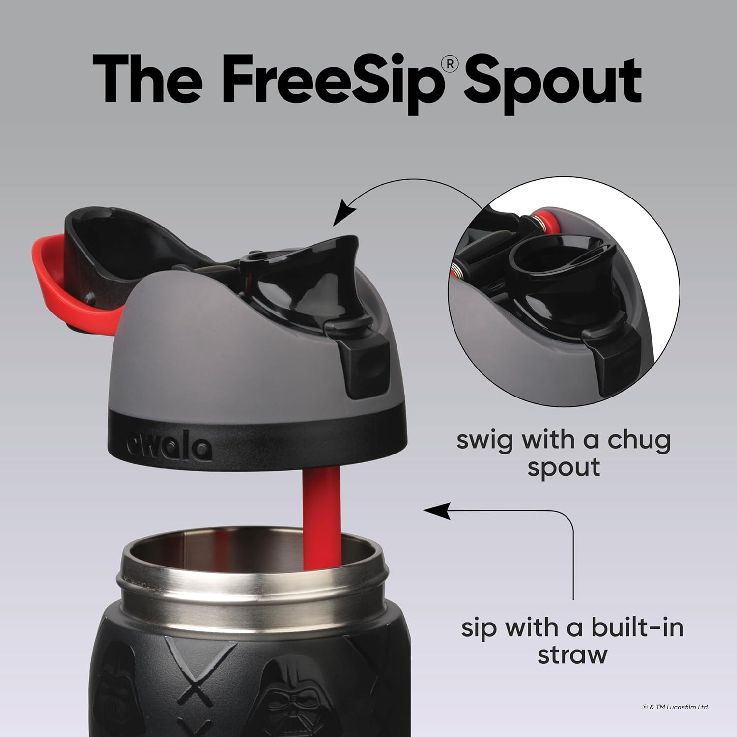 Freesip Botella de Agua de acero inoxidable con popote - Darth Vader