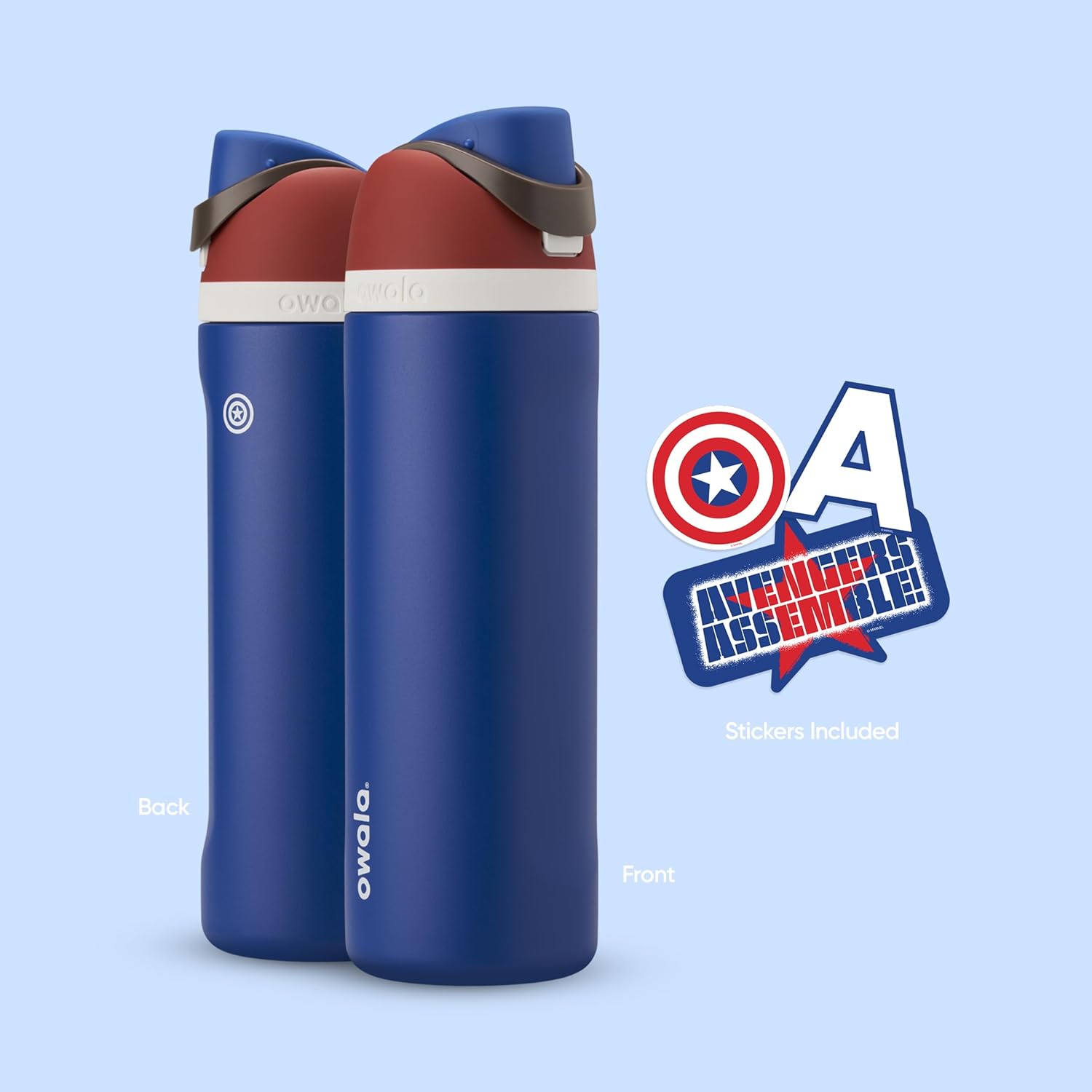 Freesip Botella de Agua de acero inoxidable con popote - Edición Marvel