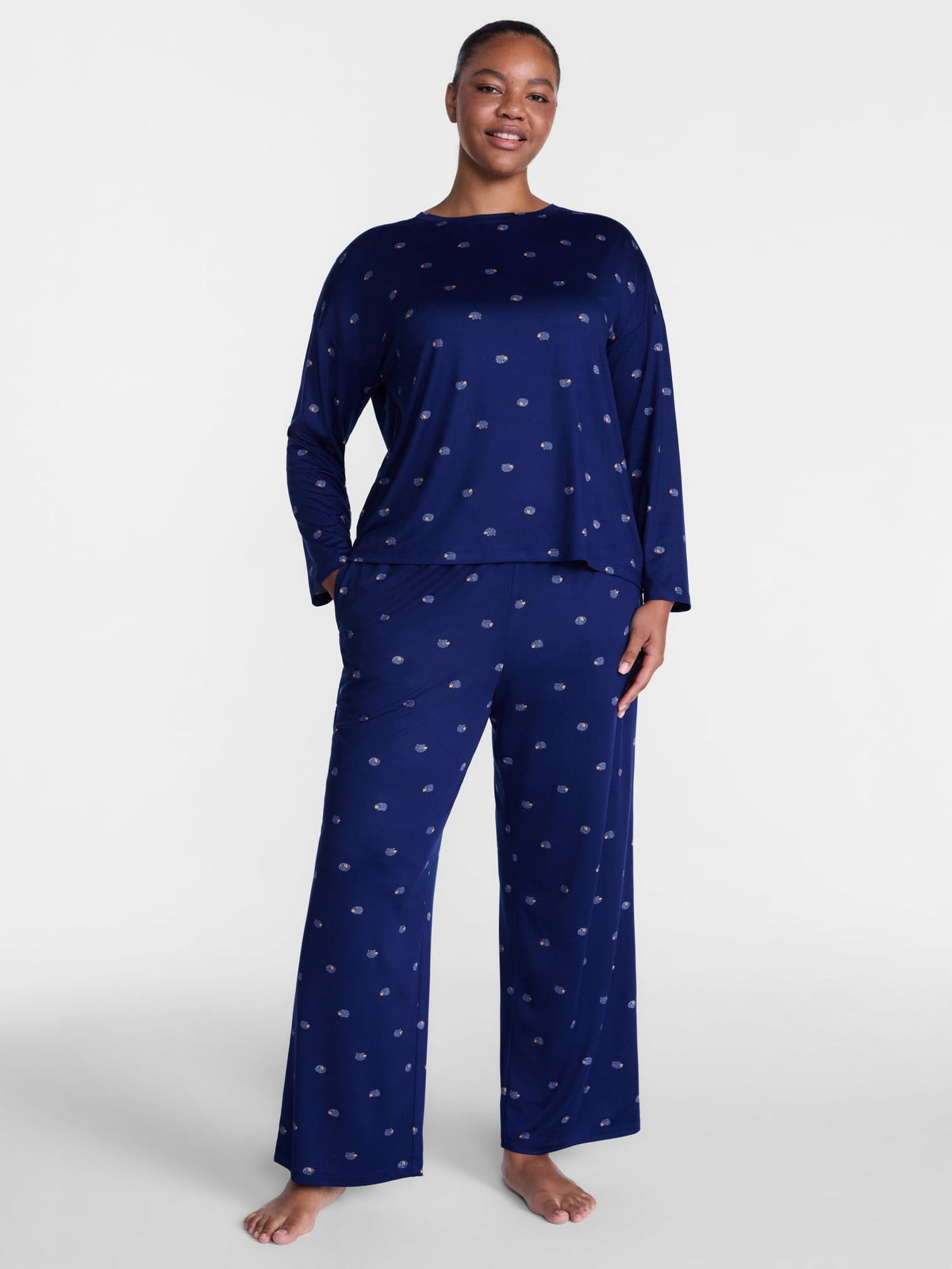 Joyspun Dreamy Soft Collection para mujer, JOS DEEP COBALT, segunda vista de blusa y pantalón de descanso #color_JOS DEEP COBALT