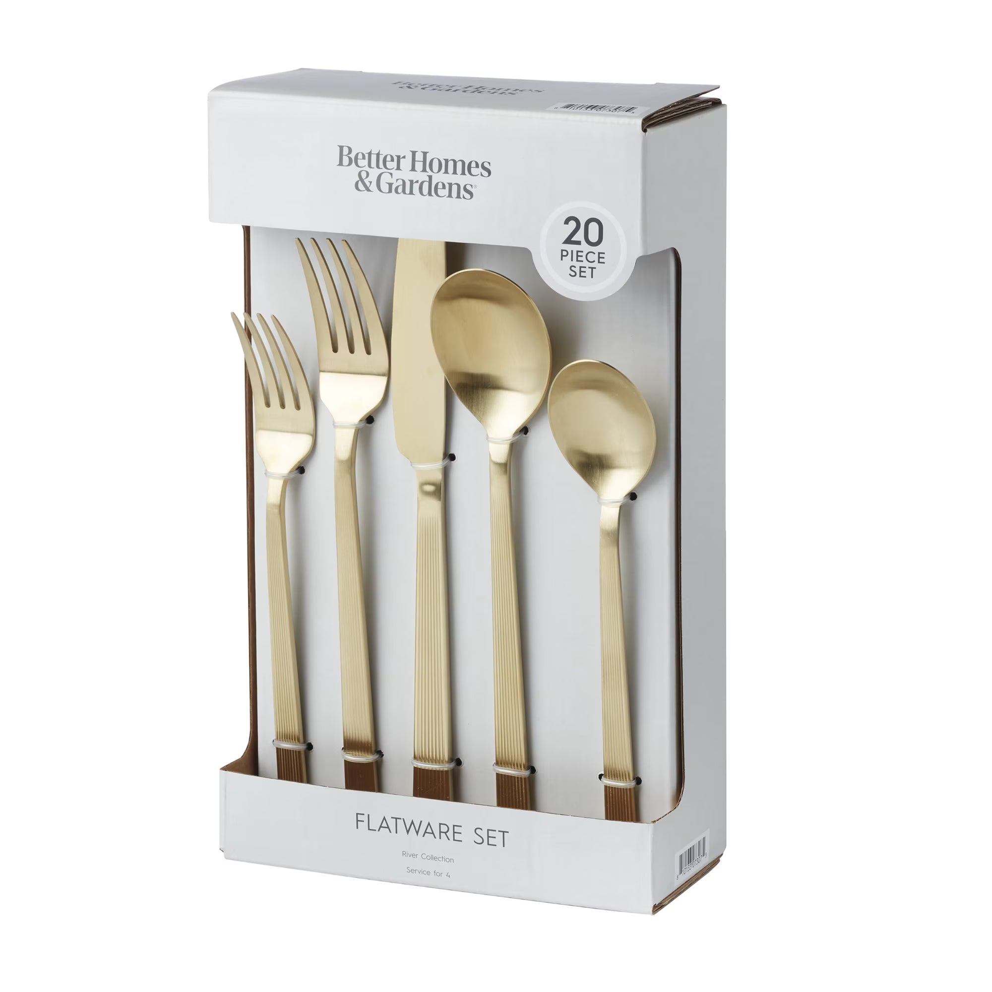 River 20-Piece Gold Stainless Steel Flatware Set with Handles