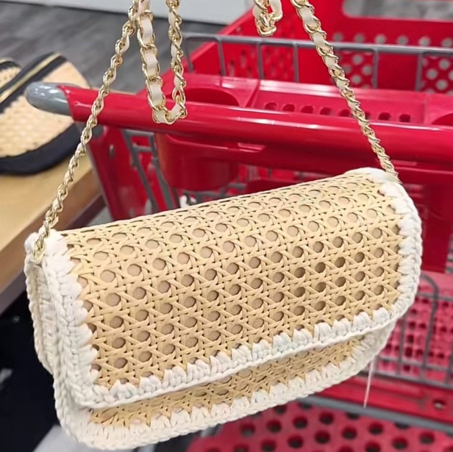 Straw Caning Crossbody Bag