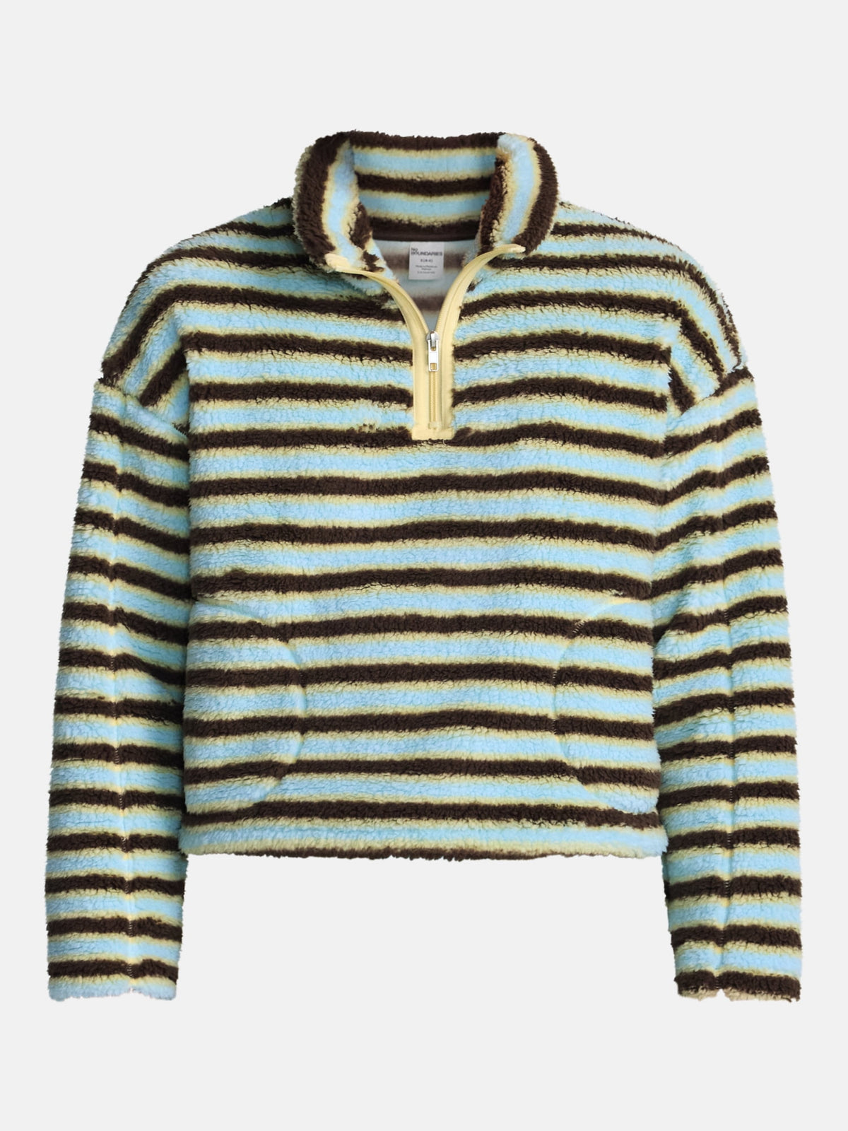 No Boundaries Faux Shearling Plush Pullover para mujer, NOB Bitter Chocolate Stripe, fotografía complementaria de la sudadera #color_NOB Bitter Chocolate Stripe