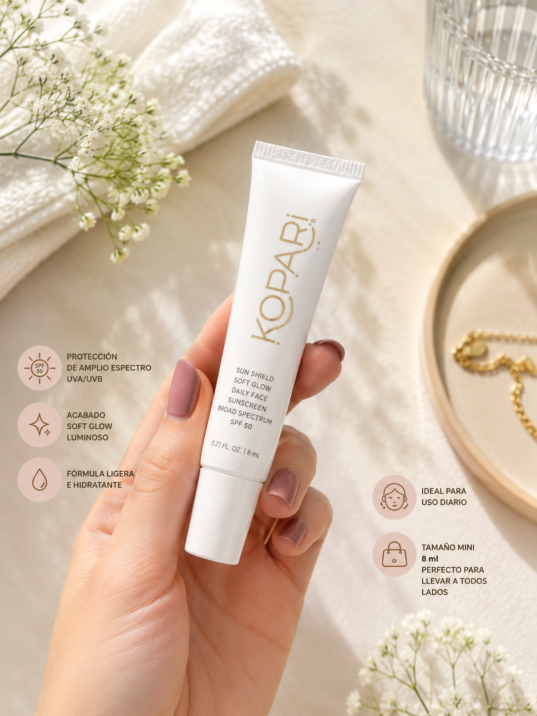 Sun Shield Soft Glow Daily Face Sunscreen SPF 50 Trial Size – 8 ml
