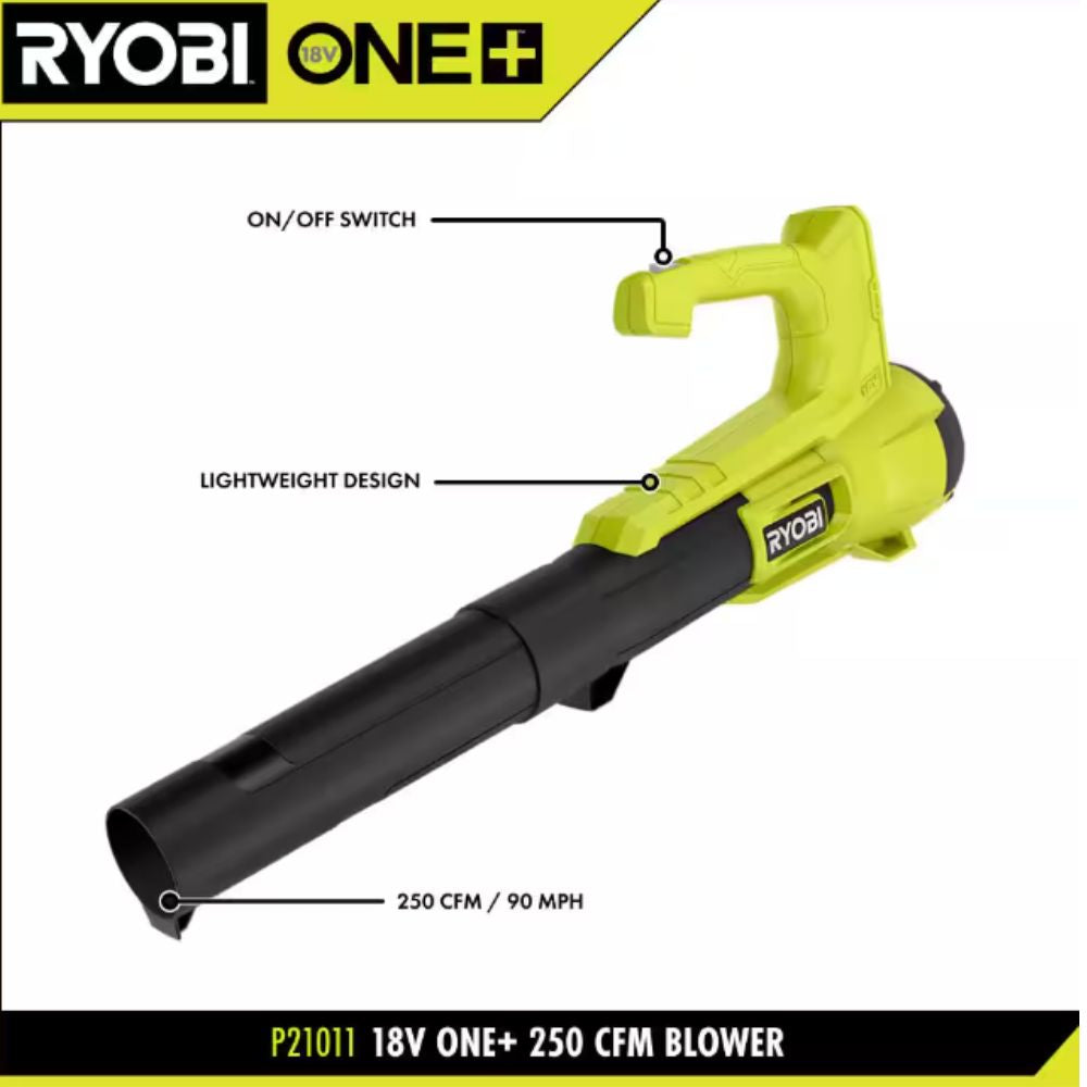 ONE+ 18V 90 MPH 250 CFM Cordless Battery Leaf Blower
