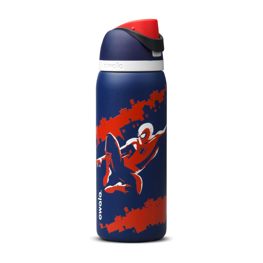 Botella térmica Owala Spider-Man FreeSip de 32 oz con popote integrado y diseño edición especial de Marvel #color_OWA Swing of Things