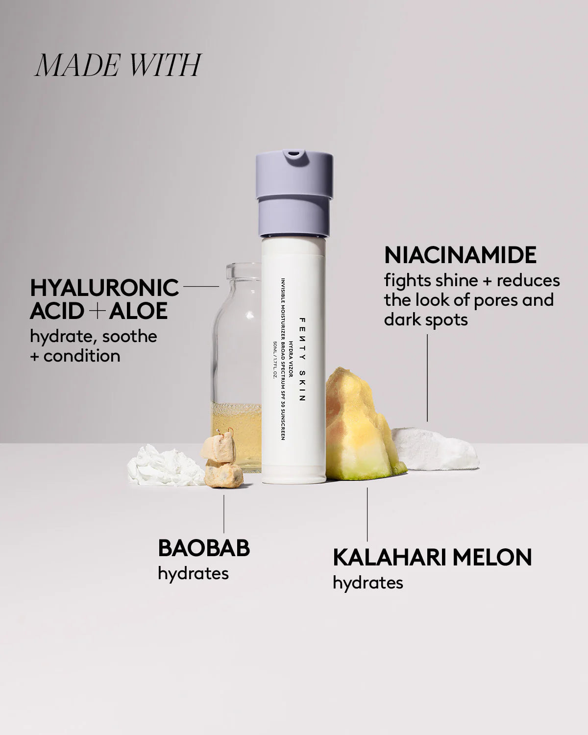 Hydra Vizor Invisible Moisturizer Broad Spectrum SPF 30 Sunscreen with Niacinamide + Kalahari Melon