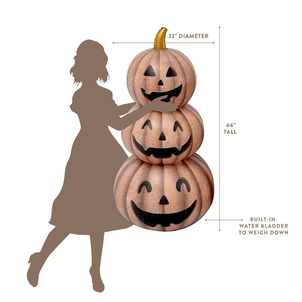 Inflable de calabazas apiladas MINNIDIP terracota para Halloween