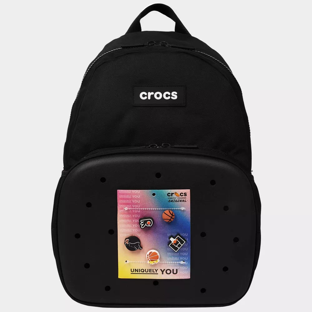 Mochila Crocs con tirantes acolchados y panel frontal personalizable #color_Black