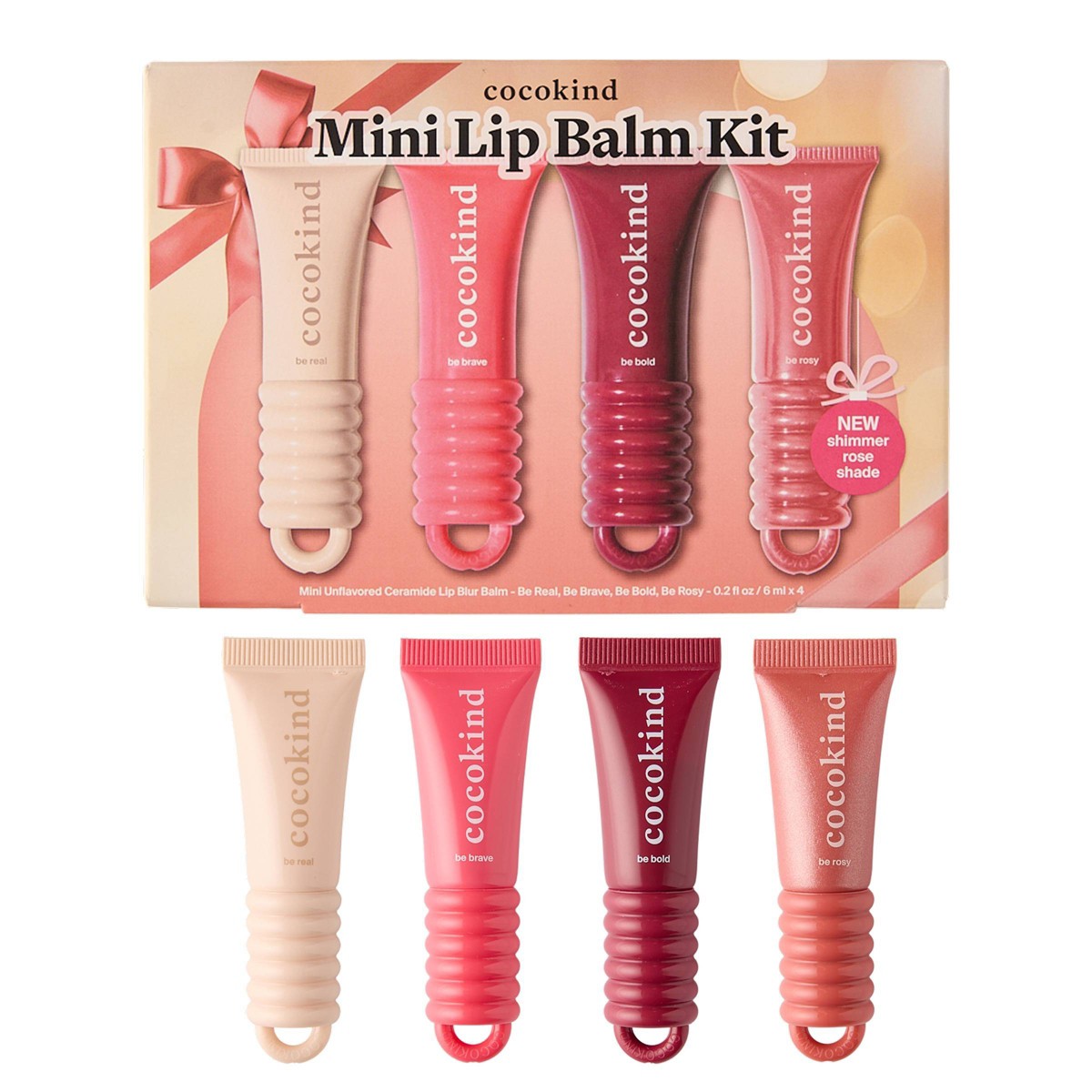 cocokind Ceramide Lip Blur Balm Mini Kit, set de cuatro bálsamos labiales mini