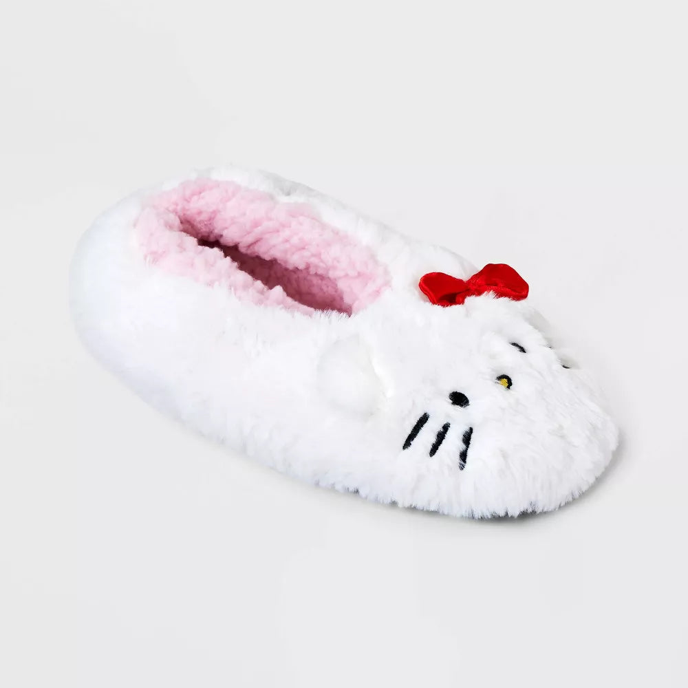 Women's Faux plush Hello Kitty Slipper Socks with Grippers