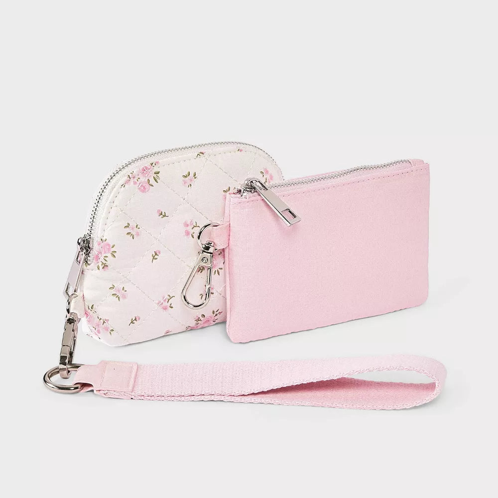Girls' Floral Printed Quilted Wristlet Pouch