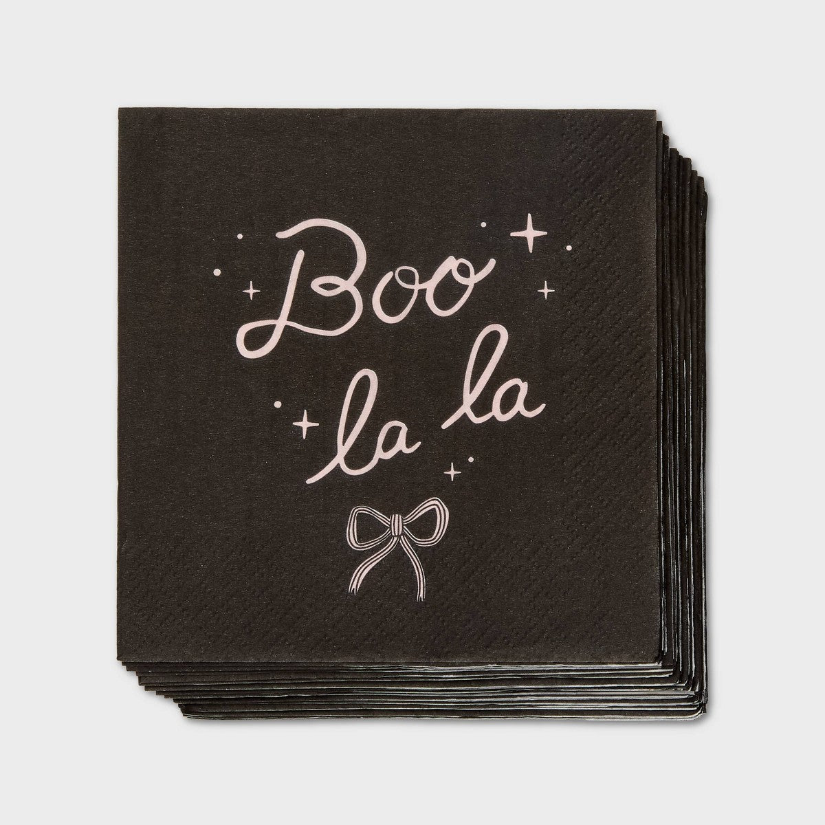 Servilletas Halloween Spritz Boo La La negras con lettering rosa paquete de 30 piezas
