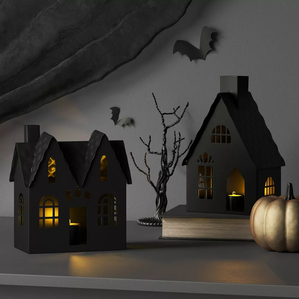 Small Lit Metal Boo House
