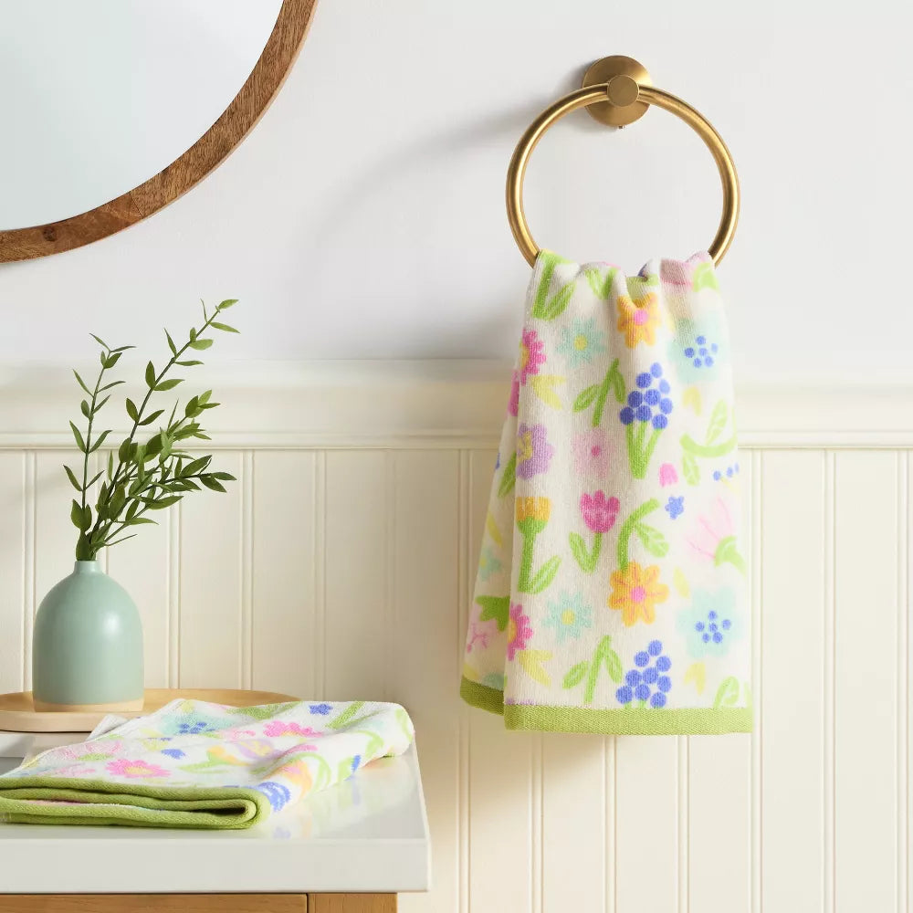 2pk Easter Floral Hand Towel Set