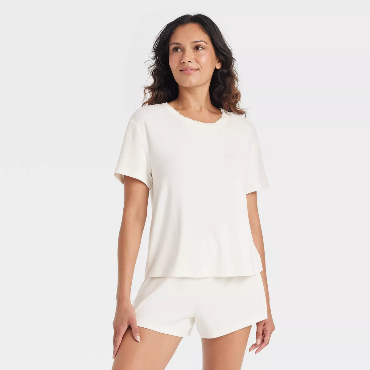 Women's Pointelle Short Sleeve Top and Shorts Pajama Set