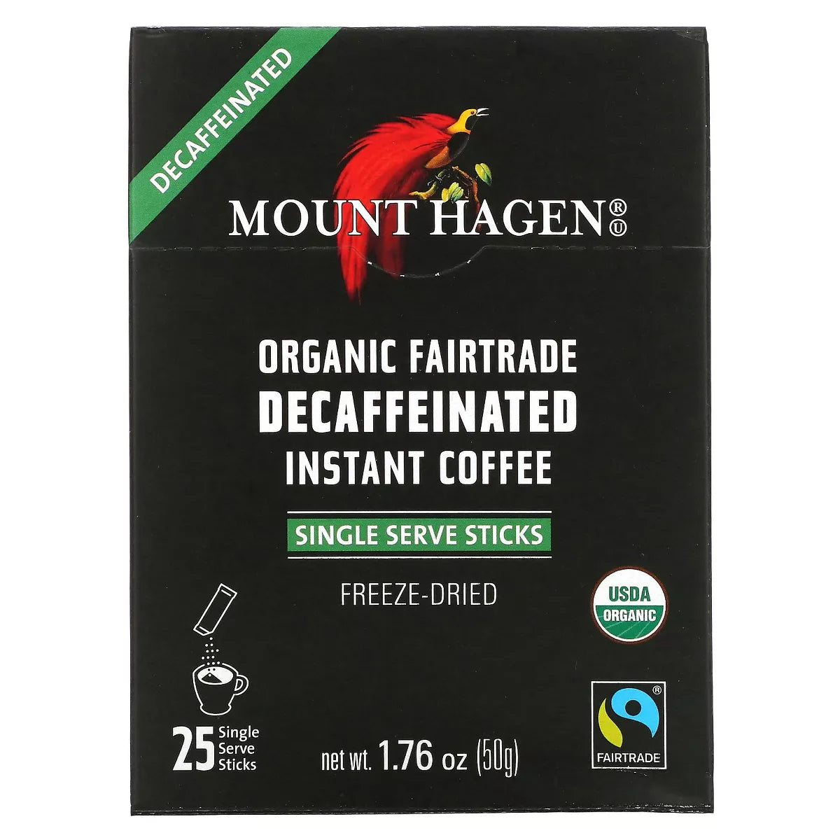 Mount Hagen Organic Fairtrade Instant Coffee - Descafeinado