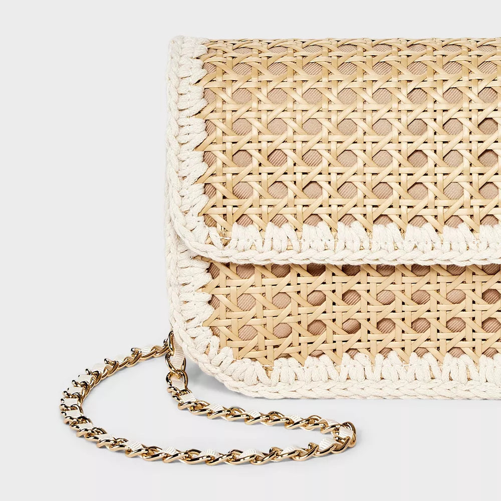Straw Caning Crossbody Bag
