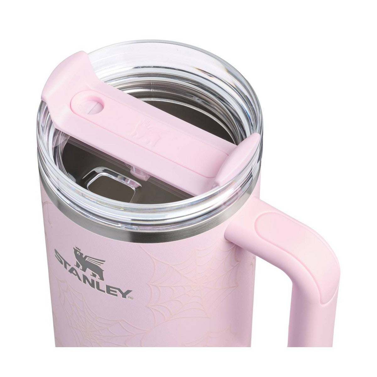 Detalle de la tapa giratoria FlowState del termo Stanley Pink Sugar Spider Webs #tamaño_1183 ml / 40 oz