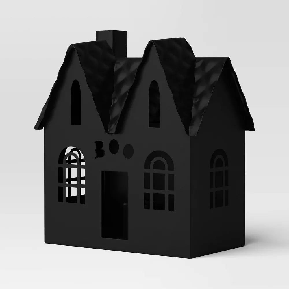 Small Lit Metal Boo House