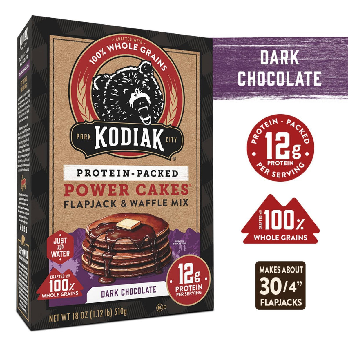Kodiak Power Cakes Dark Chocolate - 18 oz imagen 4 #sabor_Dark Chocolate - 18 oz