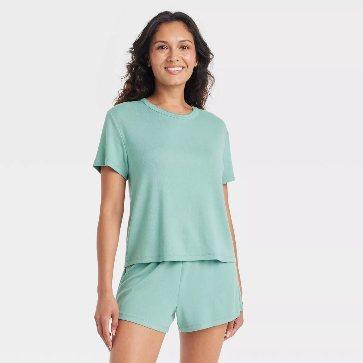 Women's Pointelle Short Sleeve Top and Shorts Pajama Set