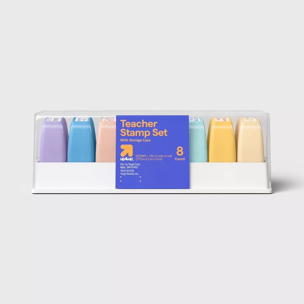 8pc Teacher Stamps for Grading Classroom Color Sets