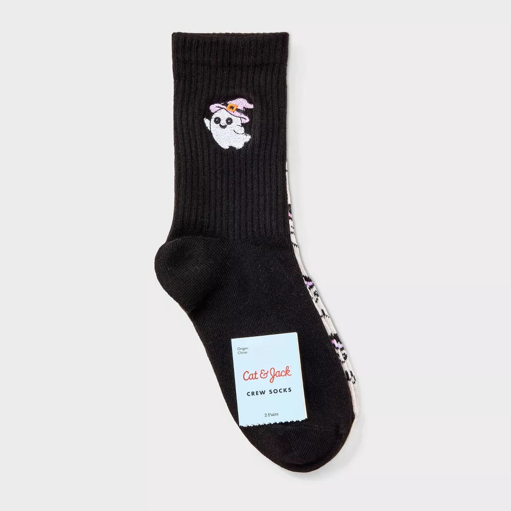 Girls' 2pk Halloween Ghost Socks