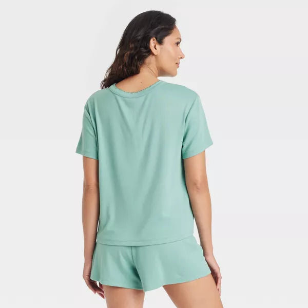 Women's Pointelle Short Sleeve Top and Shorts Pajama Set