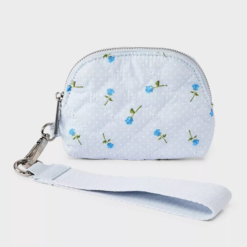 Girls' Floral Printed Quilted Wristlet Pouch