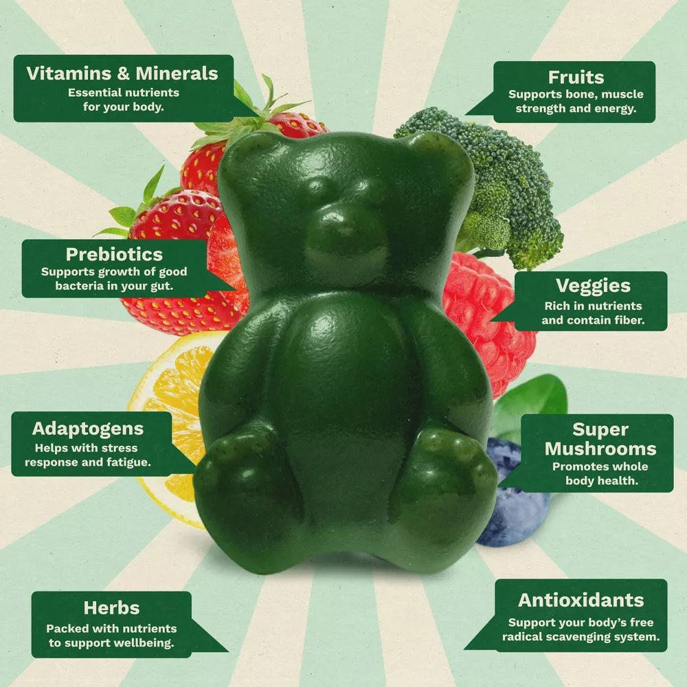 Grüns Adult Low Sugar Superfoods Greens Gummies