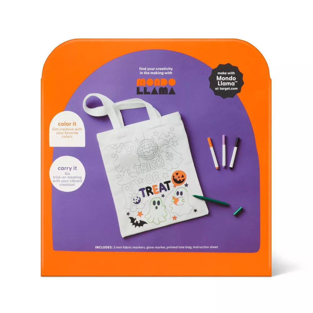 Halloween Craft Trick or Treat Tote Bag Coloring Activity DIY Art Kit